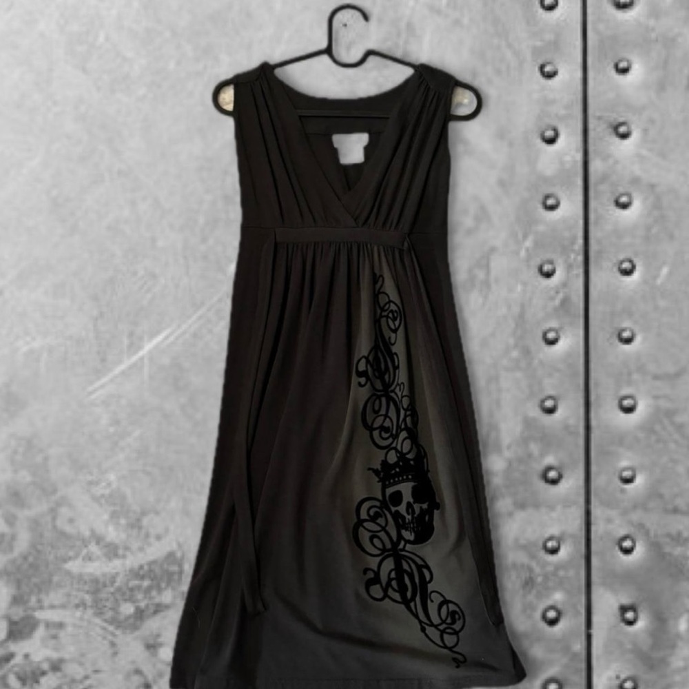 Disney Black Midi Dress with Skull Design